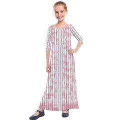 A Pink And White Striped Background Kids  Quarter Sleeve Maxi Dress