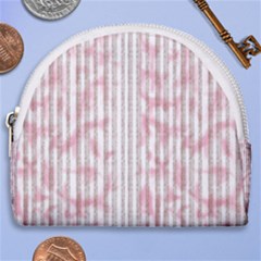 A Pink And White Striped Background Horseshoe Style Canvas Pouch