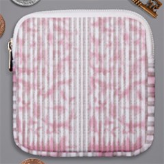 A Pink And White Striped Background Mini Square Pouch