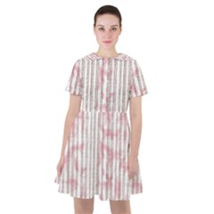 A Pink And White Striped Background Sailor Dress