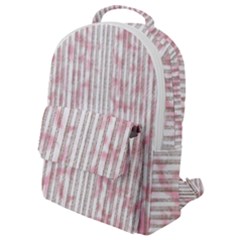 A Pink And White Striped Background Flap Pocket Backpack (small)