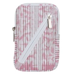 A Pink And White Striped Background Belt Pouch Bag (small)