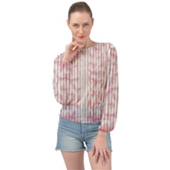 A Pink And White Striped Background Banded Bottom Chiffon Top