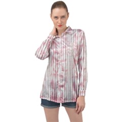 A Pink And White Striped Background Long Sleeve Satin Shirt