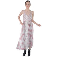 A Pink And White Striped Background Tie Back Maxi Dress