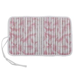 A Pink And White Striped Background Pen Storage Case (l)