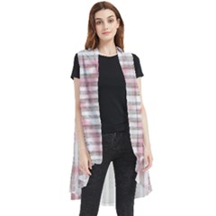 A Pink And White Striped Background Sleeveless Chiffon Waistcoat Shirt