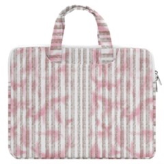 A Pink And White Striped Background Macbook Pro 13  Double Pocket Laptop Bag