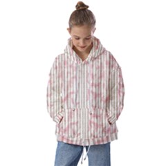 A Pink And White Striped Background Kids  Oversized Hoodie