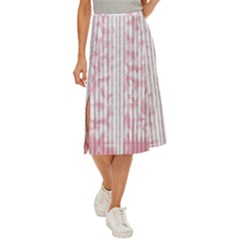 A Pink And White Striped Background Midi Panel Skirt