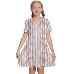 A Pink And White Striped Background Kids  Short Sleeve Tiered Mini Dress