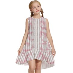 A Pink And White Striped Background Kids  Frill Swing Dress