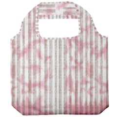 A Pink And White Striped Background Foldable Grocery Recycle Bag