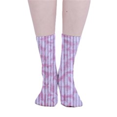 A Pink And White Striped Background Smooth Crew Length Tube Socks