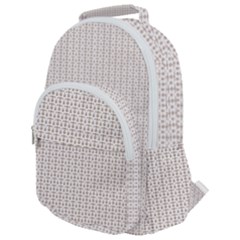 A White Background With A Brown Pattern On It Rounded Multi Pocket Backpack