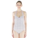 A White Background With A Brown Pattern On It Halter Swimsuit View1