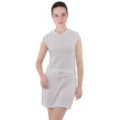 A White Background With A Brown Pattern On It Drawstring Hooded Dress