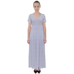 A White Background With A Brown Pattern On It High Waist Short Sleeve Maxi Dress