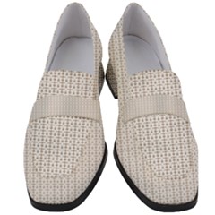 A White Background With A Brown Pattern On It Women s Chunky Heel Loafers