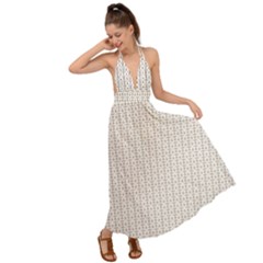 A White Background With A Brown Pattern On It Backless Maxi Beach Dress