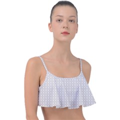 A White Background With A Brown Pattern On It Frill Bikini Top