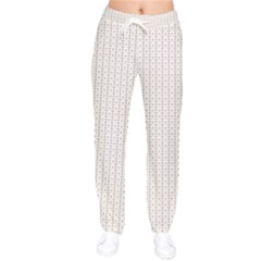 A White Background With A Brown Pattern On It Women Velvet Drawstring Pants