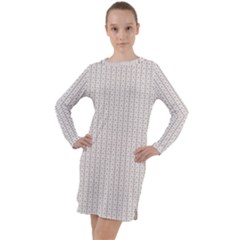 A White Background With A Brown Pattern On It Long Sleeve Hoodie Dress