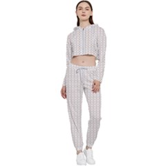 A White Background With A Brown Pattern On It Cropped Zip Up Lounge Set