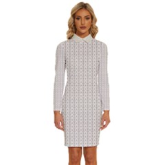 A White Background With A Brown Pattern On It Long Sleeve Shirt Collar Bodycon Dress by catchydesignhill