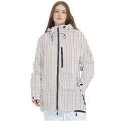 A White Background With A Brown Pattern On It Women s Multi Pockets Zip Ski And Snowboard Waterproof Breathable Jacket