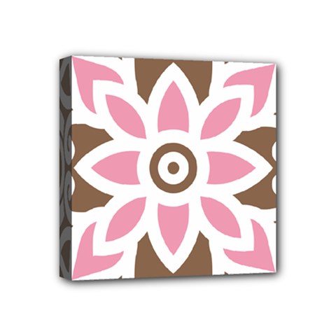 A Pink Flower On A Brown Background Mini Canvas 4  X 4  (stretched)