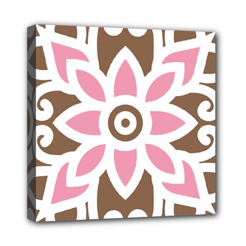 A Pink Flower On A Brown Background Mini Canvas 8  X 8  (stretched)