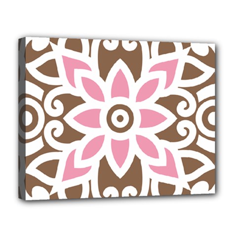 A Pink Flower On A Brown Background Canvas 14  X 11  (stretched)