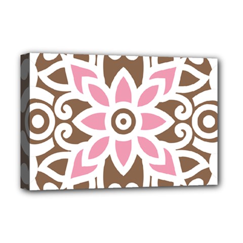 A Pink Flower On A Brown Background Deluxe Canvas 18  X 12  (stretched)