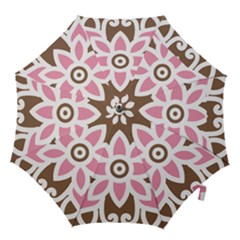 A Pink Flower On A Brown Background Hook Handle Umbrellas (medium)