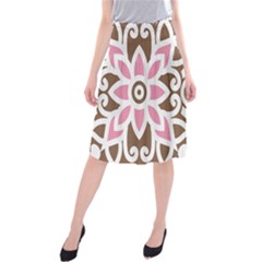 A Pink Flower On A Brown Background Midi Beach Skirt