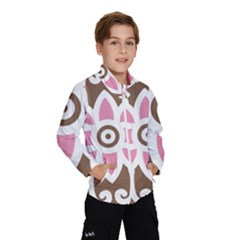 A Pink Flower On A Brown Background Kids  Windbreaker