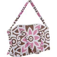 A Pink Flower On A Brown Background Canvas Crossbody Bag