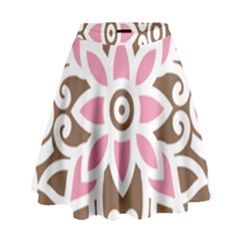 A Pink Flower On A Brown Background High Waist Skirt