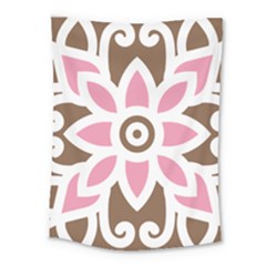 A Pink Flower On A Brown Background Medium Tapestry