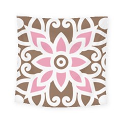 A Pink Flower On A Brown Background Square Tapestry (small)