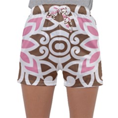 A Pink Flower On A Brown Background Sleepwear Shorts