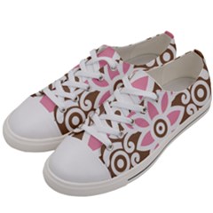 A Pink Flower On A Brown Background Women s Low Top Canvas Sneakers