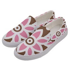 A Pink Flower On A Brown Background Men s Canvas Slip Ons