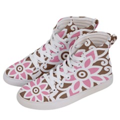 A Pink Flower On A Brown Background Women s Hi-top Skate Sneakers