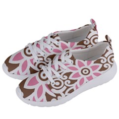 A Pink Flower On A Brown Background Women s Lightweight Sports Shoes