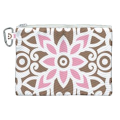 A Pink Flower On A Brown Background Canvas Cosmetic Bag (xl)