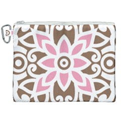 A Pink Flower On A Brown Background Canvas Cosmetic Bag (xxl)