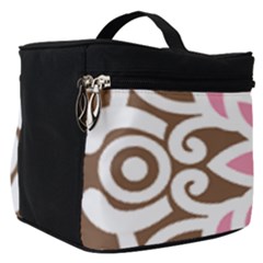 A Pink Flower On A Brown Background Make Up Travel Bag (small)