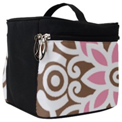 A Pink Flower On A Brown Background Make Up Travel Bag (big)